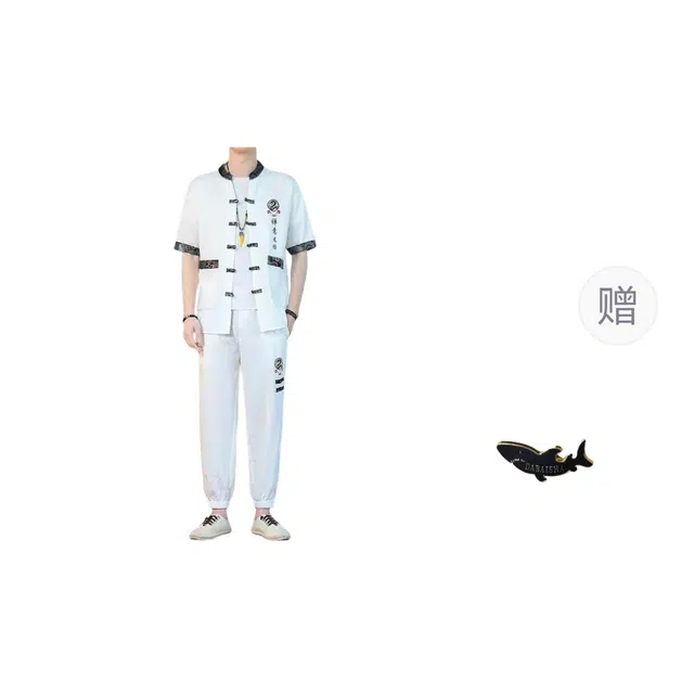 大白鲨 夏季薄款中国风几何图案休闲运动套装 男女同款