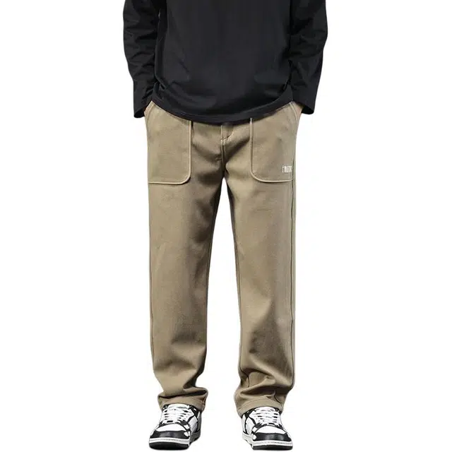 潮人榜 秋季宽松直筒裤男士工装裤春秋运动长裤男裤弹力户外休闲裤 男款