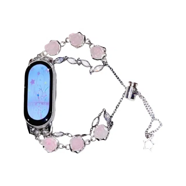 潮流腕 表带 小米红米适用 精钢材质 玫瑰花精钢表带男女通用