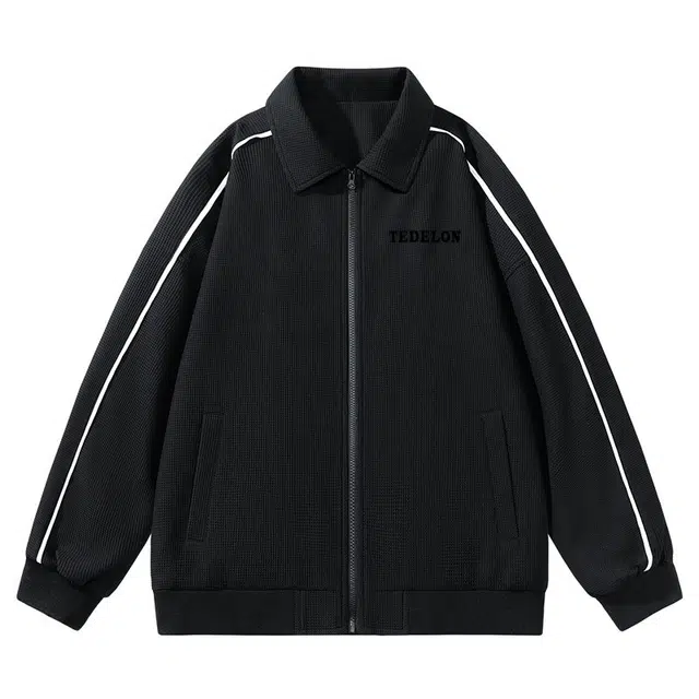 太子龍 复古高街学院风宽松休闲百搭纯色收口袖潮拼接工装青少年上衣夹克 男款