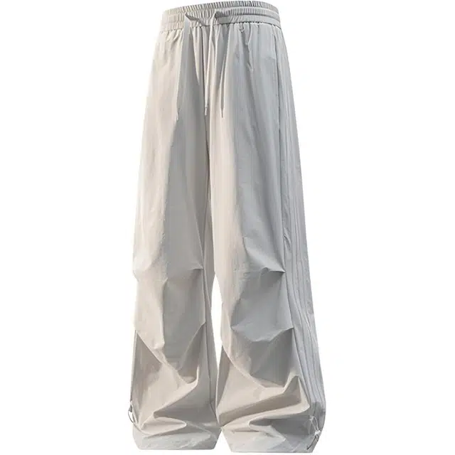 特斯型 美式工装侧边条纹可褶皱薄款透气凉感登山休闲裤 男女同款