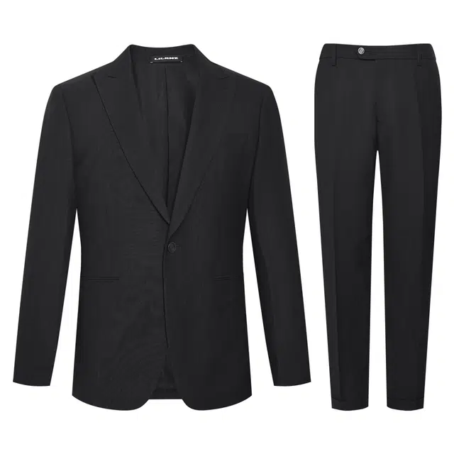 利郎 商务休闲纯色质感简约平驳领秋季西装套装 男款