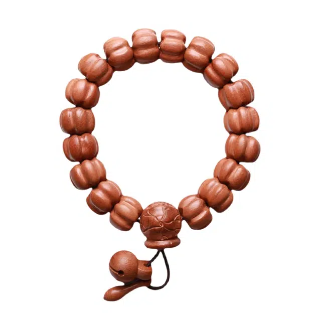 宣华意 中式简约时尚经典复古 南瓜形多棱佛珠随身念珠文玩把件 纳祥 吉祥如意#好运 桃木 手串 男女同款情侣款