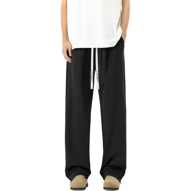 图兰朵 美式复古简约基础款学生党纯色百搭时尚潮流户外出行日常通勤经典直筒垂感无性别主义长裤休闲裤 男女同款