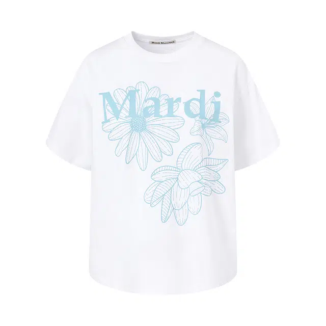 MARDI MERCREDI TSHIRT TRIPLE FLOWER_WHITE SKY SS25T