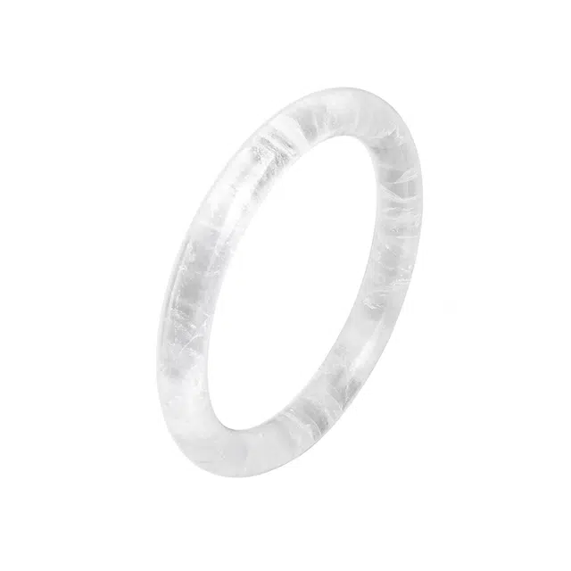 金大福 白月光 新中式国风通透梦幻飘花能量甜美圆条贵妃镯百搭显白高级感#好运天然 白水晶 手镯 女款