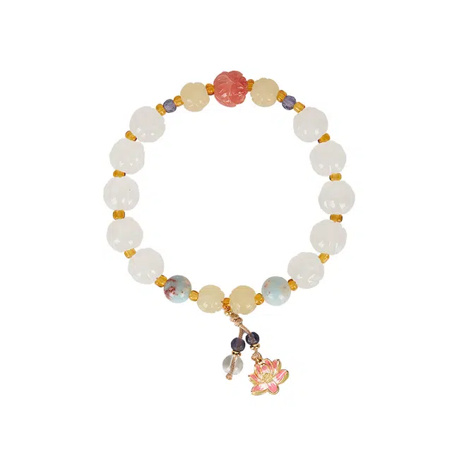 大英博物馆 东方梦境系列 好运莲莲雕刻莲花 国风 新中式 高颜值 金丝玉 手串 女款