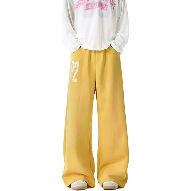 佐菲利 美式重磅字母印花垂感卫裤潮牌宽松运动街舞阔腿裤休闲裤 男女同款