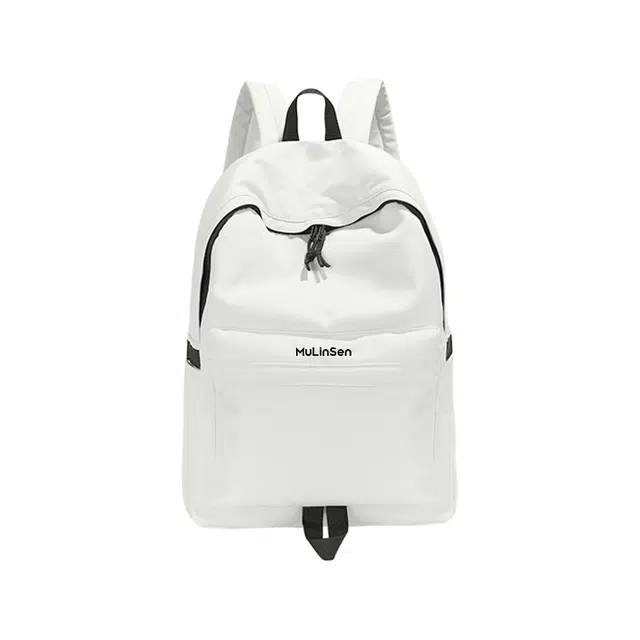 木林森 时尚简约纯色运动学院风通勤休闲百搭 尼龙 双肩包 常规 男女同款情侣款 白色/浅蓝/黑色