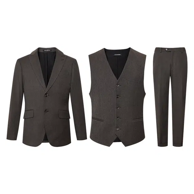 利郎 轻盈绒感商务休闲质感简约百搭平驳领三件套秋季西装套装 男款