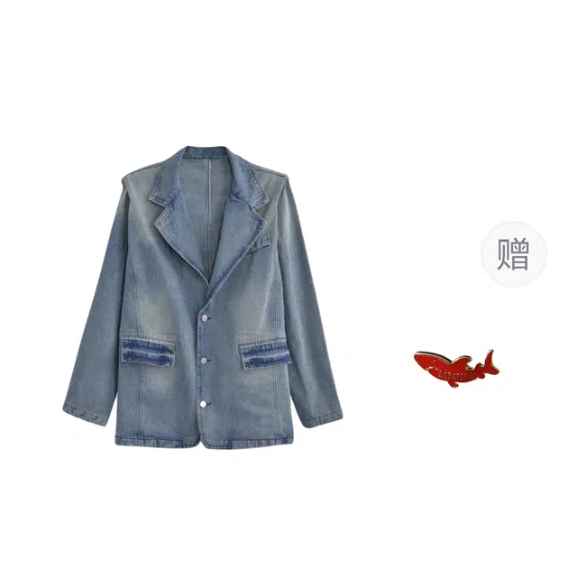 大白鲨 复古高街水洗做旧收口袖宽松型潮夹克 男款