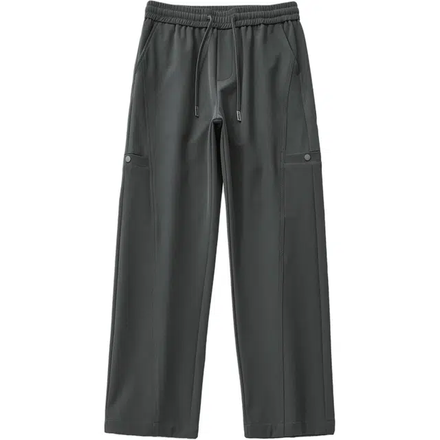 希越 秋冬 直筒抽绳小众设计感美式长裤男士潮牌宽松运动百搭纯色保暖男生推荐卫裤休闲裤 男款