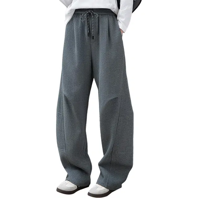 丝柏舍 抽绳松紧高腰长款纯色宽松款遮肉时髦设计感休闲裤 女款