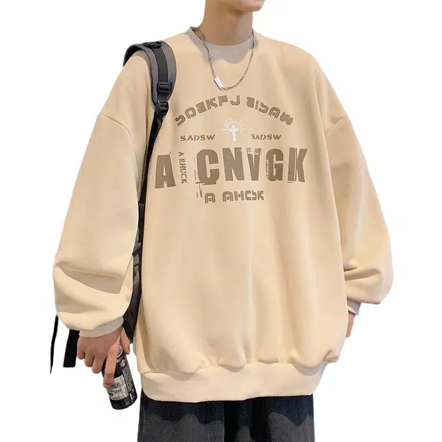 顶峰保罗 美式重磅直筒基础字母印花无性别主义休闲时尚潮牌时尚百搭宽松大码圆领长袖卫衣 男女同款