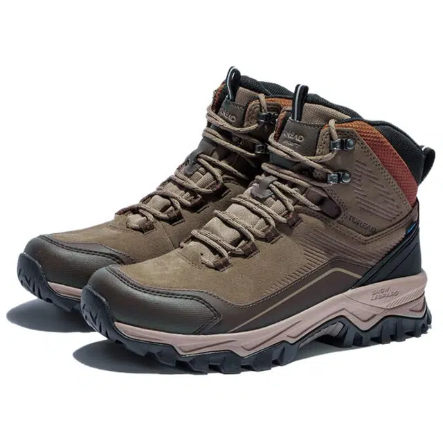 探路者 户外运动舒适 防滑保暖 高帮 登山鞋 男款 棕黑