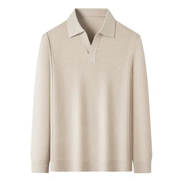 卡丹狄诺 男士秋冬剪刀领套头纯色上衣针织衫 男款