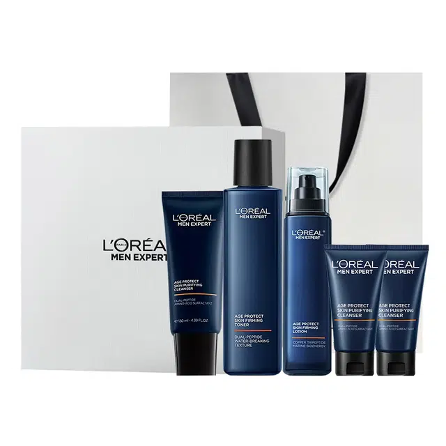欧莱雅 青春肌源男士护肤套装礼盒洗面奶爽肤水精华乳液紧致保湿护肤 中秋礼盒 深层清洁滋润清洁