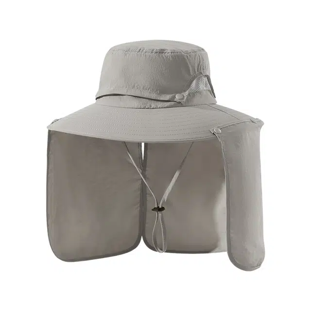 南极人 遮阳帽子户外登山徒步钓鱼帽防紫外线披肩护颈大帽檐遮脸太阳帽速干透气全方位 轻薄款 渔夫帽 男款