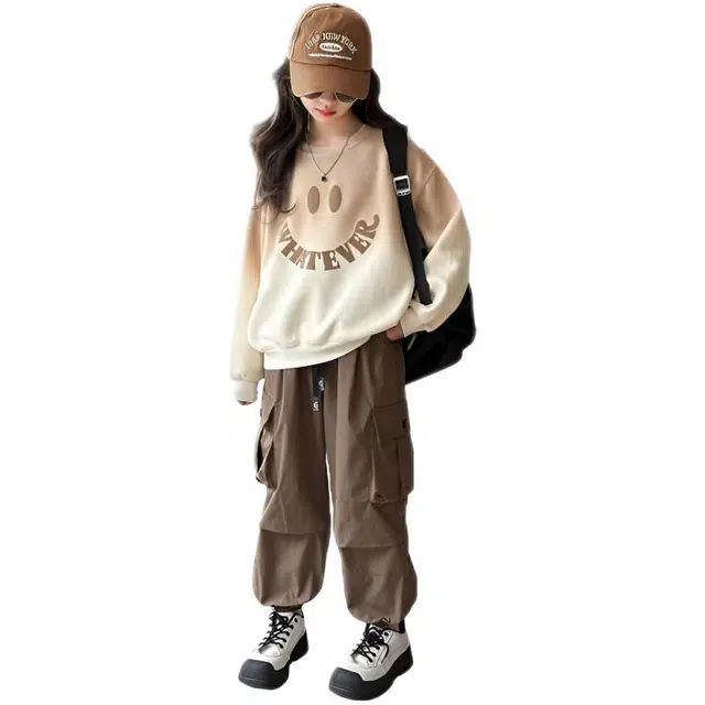 比比我休闲运动套装  女童春秋季时尚百搭大童潮牌小孩衣服 小女孩短袖洋气时髦 舒适帅气轻便