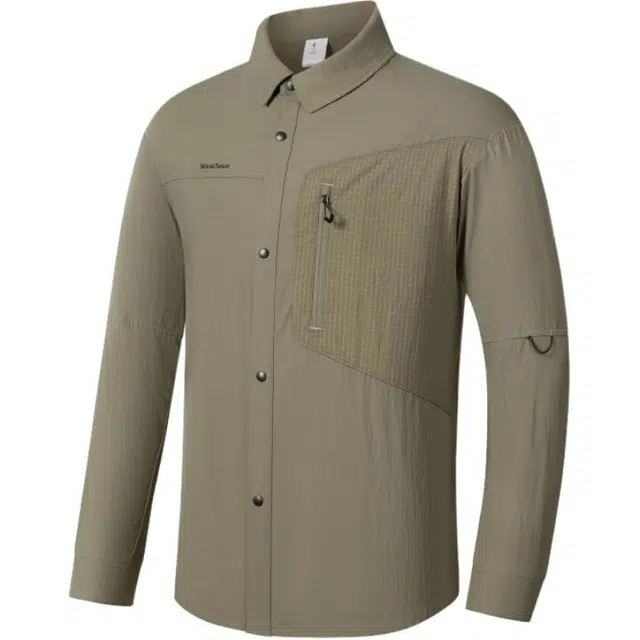 乔丹 休闲简约拼色纯色翻领舒适百搭透气长袖衬衫 男款