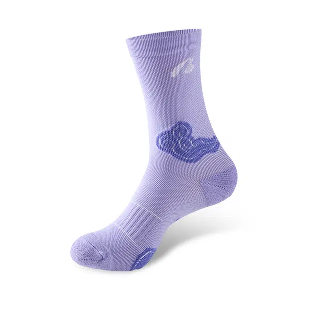 棉芝士 专业运动毛巾底薄款减震防滑跑步健身中筒袜 女款