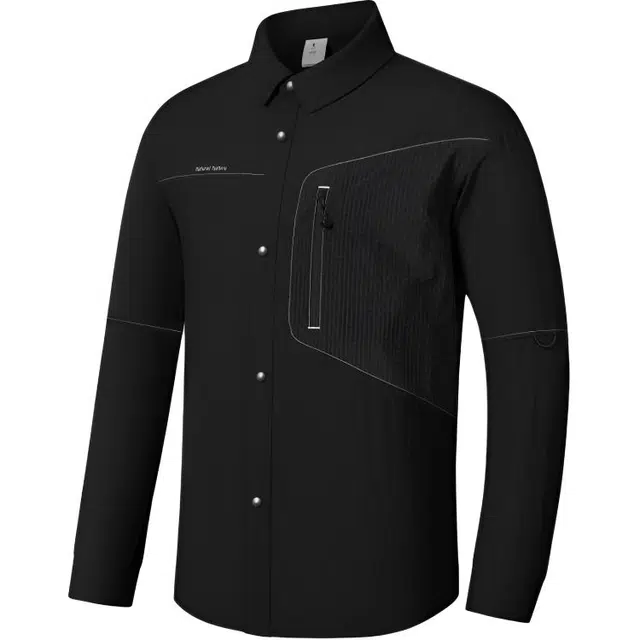 乔丹 休闲简约翻领纯色舒适百搭透气长袖衬衫 男款