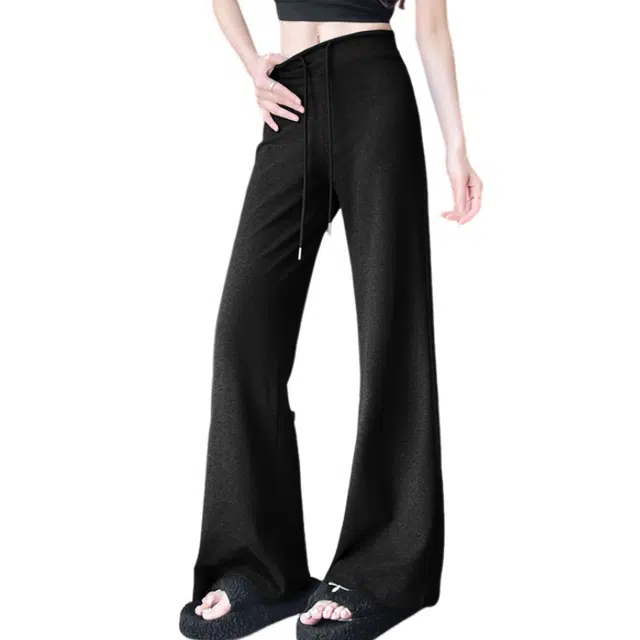 丝絮丝绸 卫裤高腰显瘦运动拖地喇叭长裤休闲裤 女款