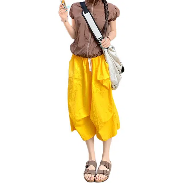 如续 如续松弛原生感轻盈清爽透气宽松七分裤休闲短裤 女款