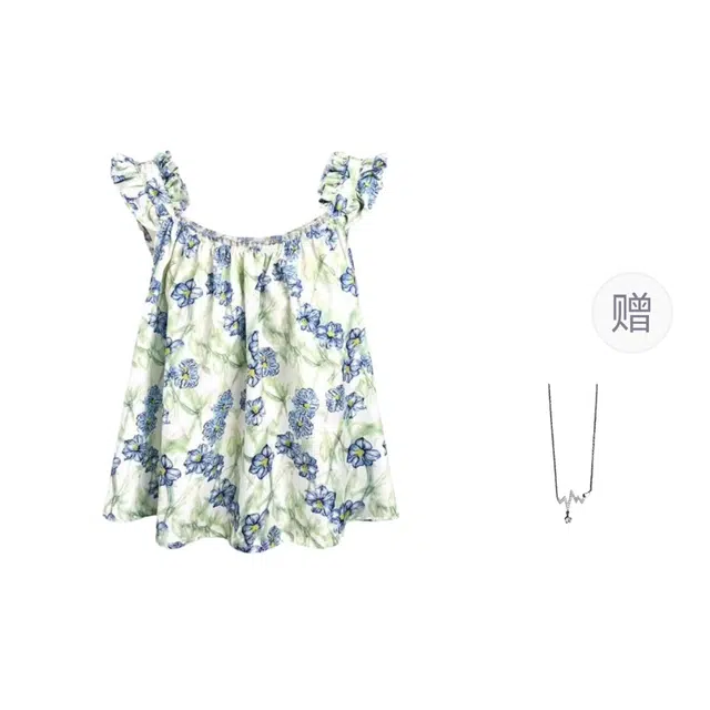 识恩 森系碎花女夏外穿宽松慵懒风小众设计感上衣服背心 女款