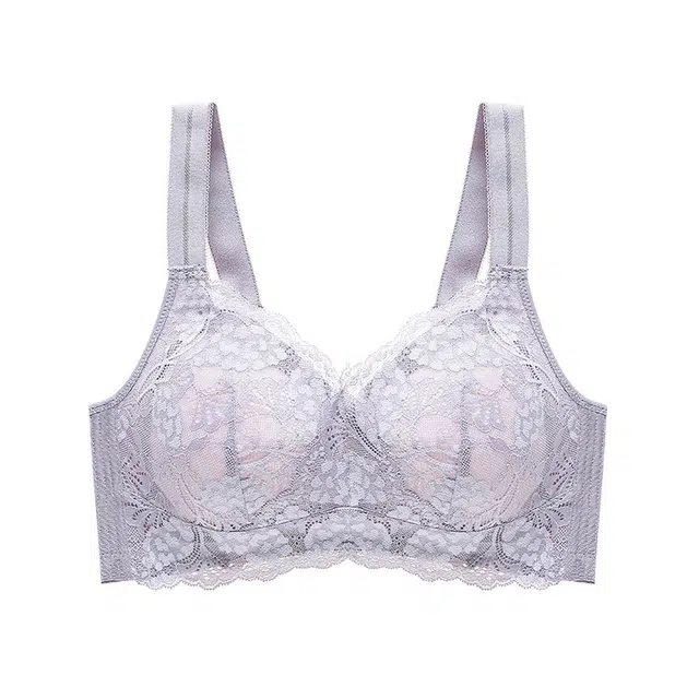 慕梵度  蕾丝花纹杯面大胸显小显瘦上托无钢圈内衣女提拉聚拢防下垂收副乳轻薄透气大码文胸 女款