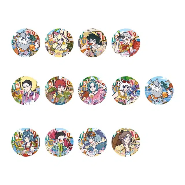 非人哉 海岛乌托邦系列水波纹烫镭射吧唧胸针  徽章