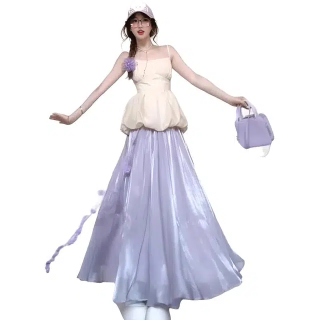 缪斯的诱惑 时尚独特漂亮小香风显瘦修身吊带半身裙两件套女裙装套装 女款