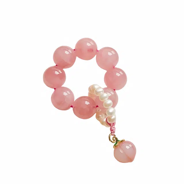 丰运阁 马粉晶【旺桃花旺人缘】可爱甜美念珠爱情石  玛瑙桃子盘玩 象征温柔浪漫温暖  缓解压力#好运天然 粉水晶 挂件 男女同款情侣款