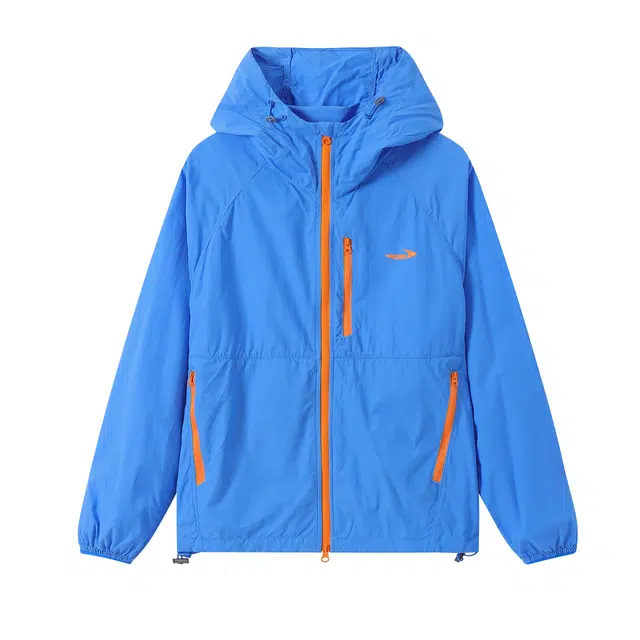 江南先生 轻薄透气速干纯色常规长袖连帽夹克外套 男女同款