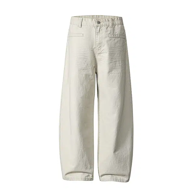 欧路得 高街水洗纹理运动工装裤男女夏季美式潮牌宽松阔腿休闲长裤子牛仔裤 男款