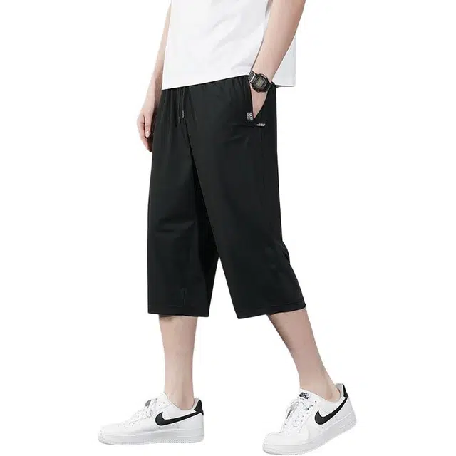 顶峰保罗 冰丝薄款宽松直筒夏天凉感运动七分裤无性别主义纯色简约百搭舒适痞帅休闲短裤 男女同款