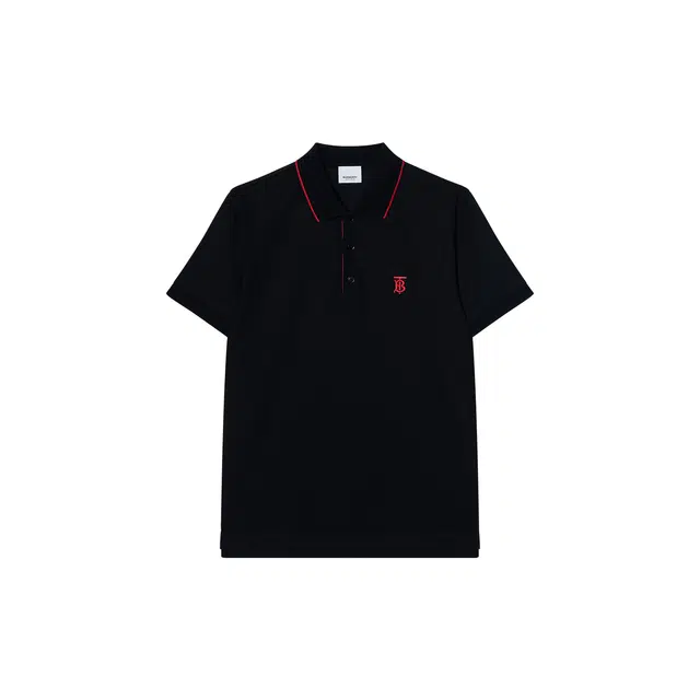Burberry Logo Embroidered Polo Shirt Black