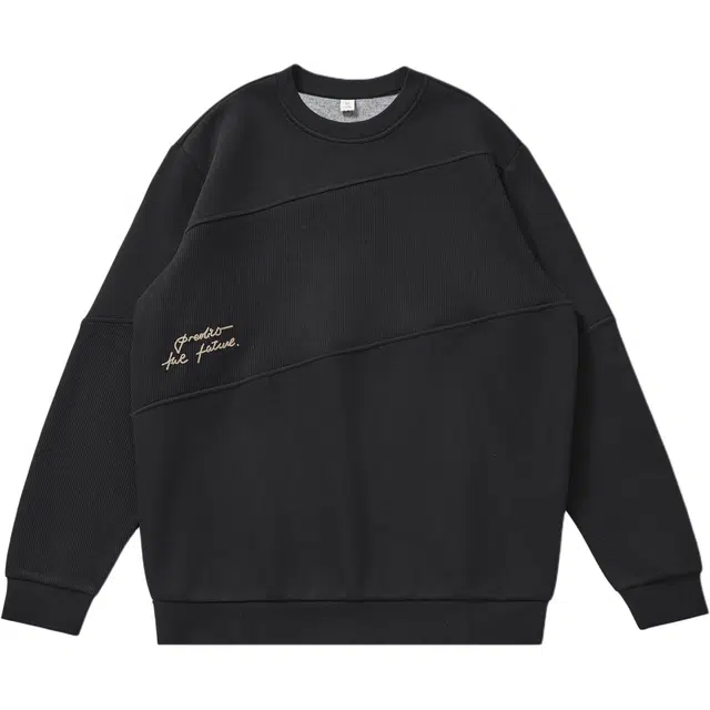 希越 美式拼接撞色圆领套头长袖卫衣 男款