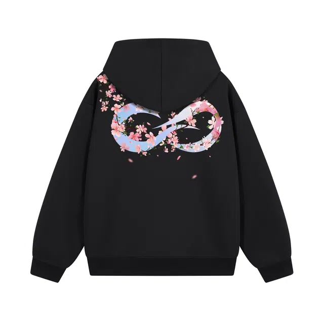 物质公式 重磅潮牌美式复古高街手绘趣味植物花卉无限循环字母印花设计感潮流时尚宽松纯色简约日常通勤休闲透气百搭长袖连帽卫衣 男女同款