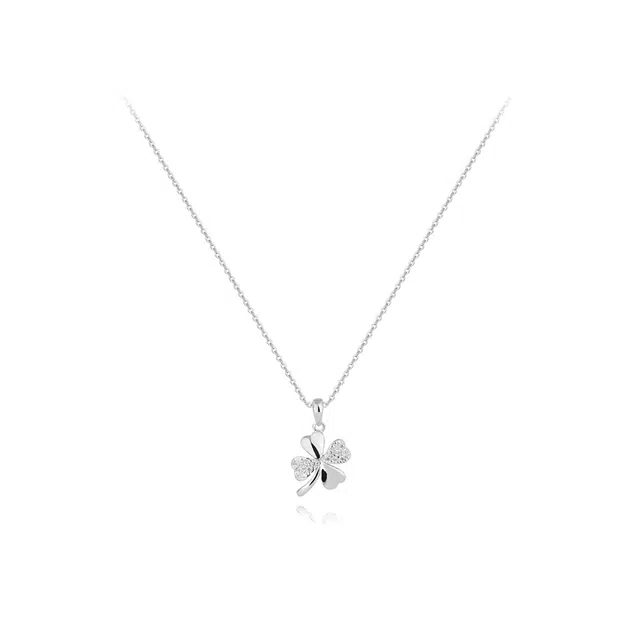 【纯银999】 六桂福珠宝 四叶草 经典百搭小众设计精致高级感简约学生日常时尚轻奢约会通勤温柔气质可调节锁骨链 足银 项链 女款
