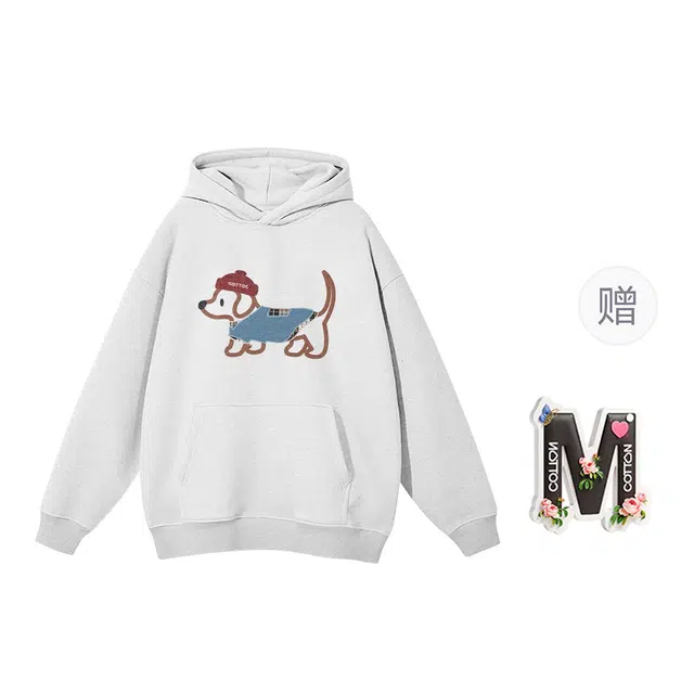 棉购 美式复古潮重磅卡通连帽春秋秋冬宽松加绒加厚外套卫衣 男女同款