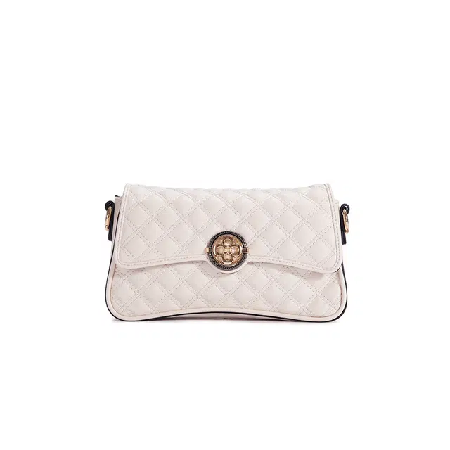 都宝路 时尚百搭气质小香风菱格小方包日常通勤出行质感 聚氨酯合成革 单肩包 常规 女款 米白