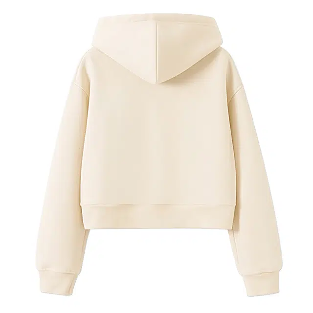 棉致 惊叹猫简约休闲学院风舒适通勤百搭柔软短款宽松落肩挺括抗皱拉链开衫贴袋连帽卫衣 女款