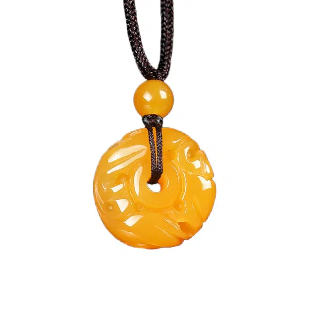 宣华意 新中式复古国风 鸡油黄玉石祥云纹平安扣 平平安安 诸事顺遂 八方来财#好运 黄龙玉 项链 男女同款情侣款