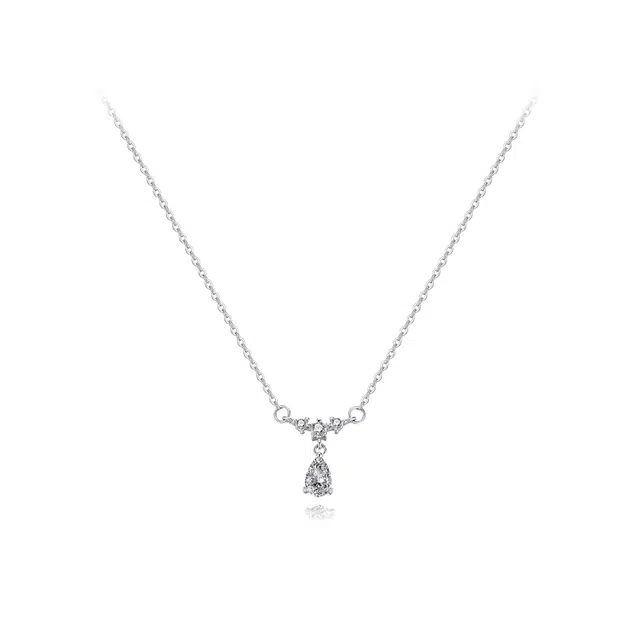 【纯银999】 六桂福珠宝 海洋之心 小众设计经典百搭精致高级感简约学生日常时尚轻奢约会通勤温柔气质可调节锁骨链 足银 项链 女款