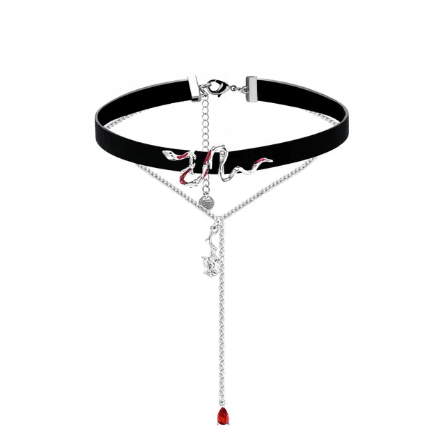 阿葱饰品 嘻哈街头新中式国潮蛇形设计 冷淡风简约精致轻奢甜酷辣妹复古百搭流苏吊坠可调节锁骨链#好运 铜 项链 女款