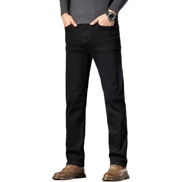 炳盛 修身直筒弹力高端商务百搭外穿休闲牛仔裤 男女同款
