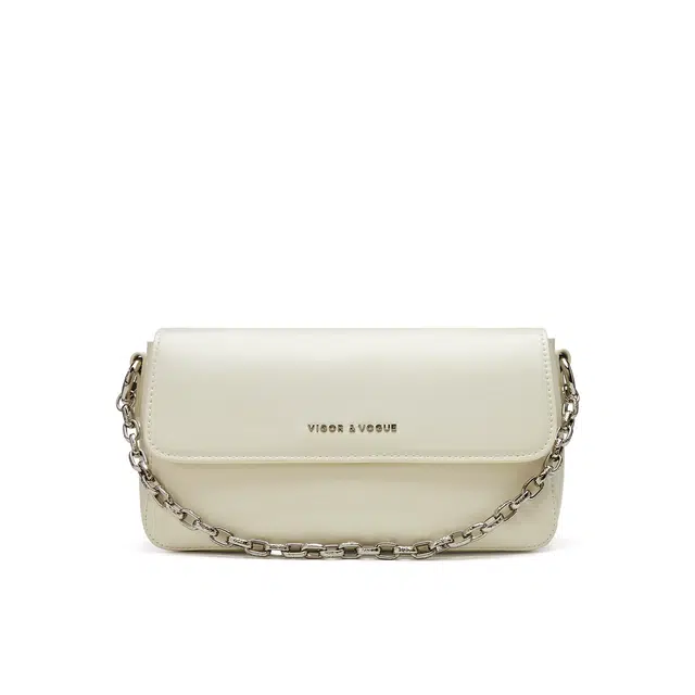 卓诗尼 百搭链条高级质感时尚 合成革 单肩包 女款 咖啡色/米白色