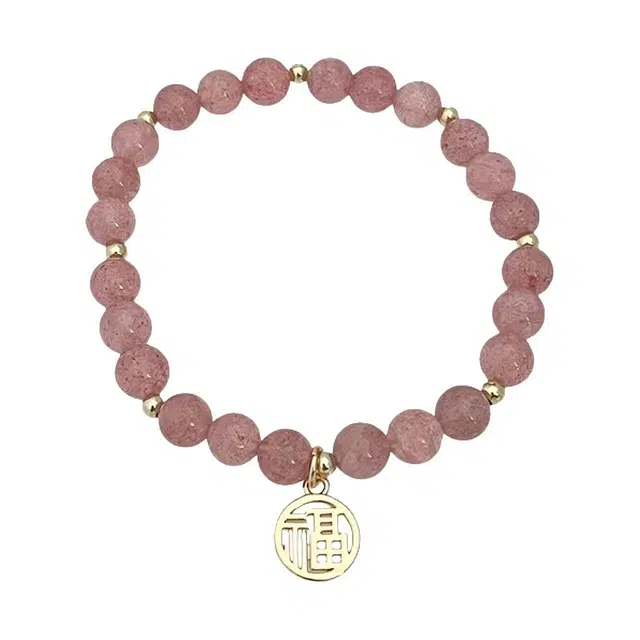 陌阡雪 【福气满满】转运纳福 招桃花招正缘 新中式轻奢时尚简约高级感 小众甜美小清新优雅可爱百搭#好运 草莓晶 手串 女款