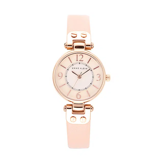 安妮克莱因 腕表 石英机芯 牛皮表带 白色表盘 女表 商务休闲